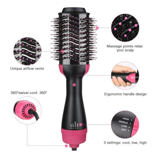 3 in 1 Hot Air Brush Hair Dryer & Styler