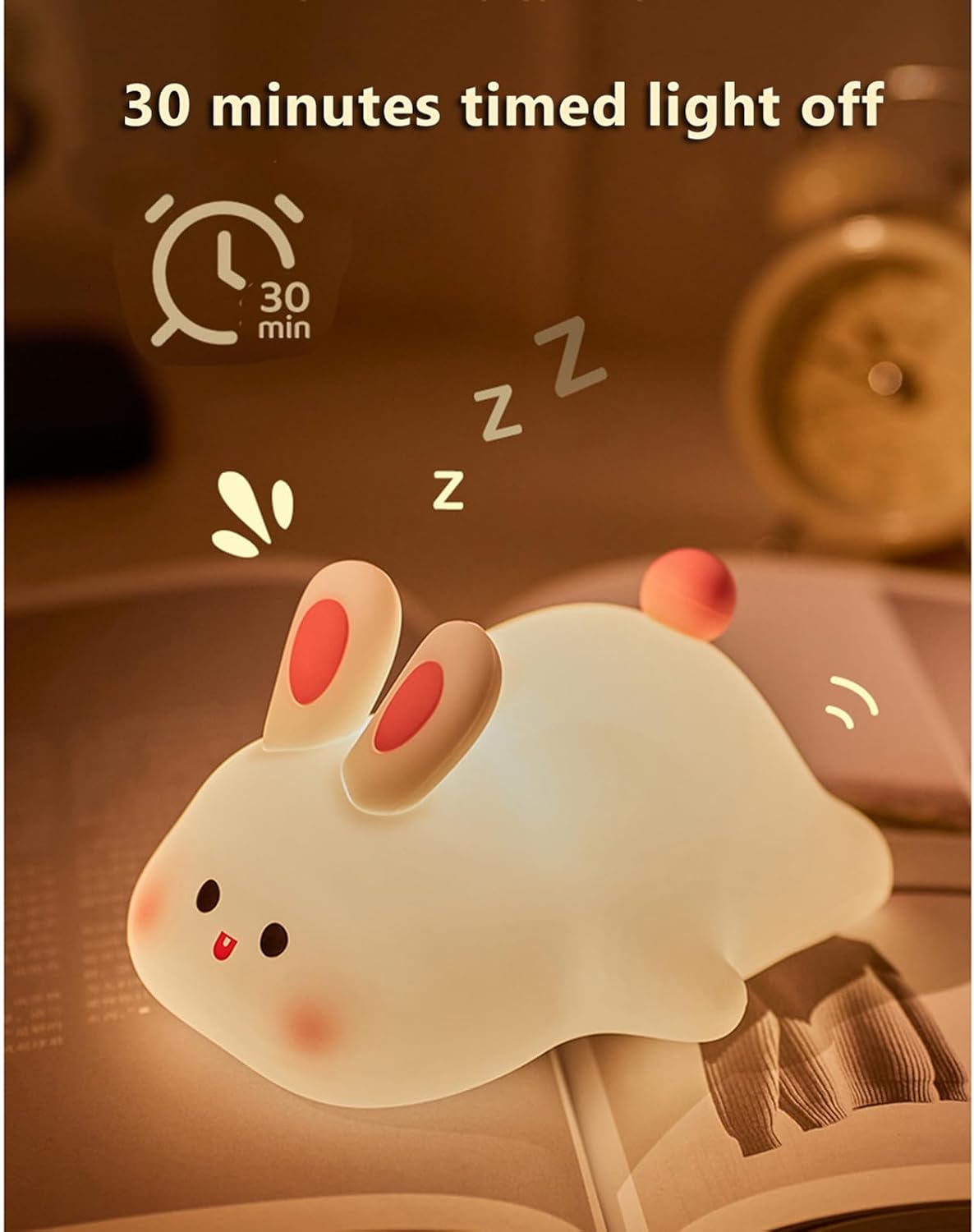 Big Face Rabbit Light, Rabbit Night Lights for Gifts, Cute Silicone Bunny Lamp