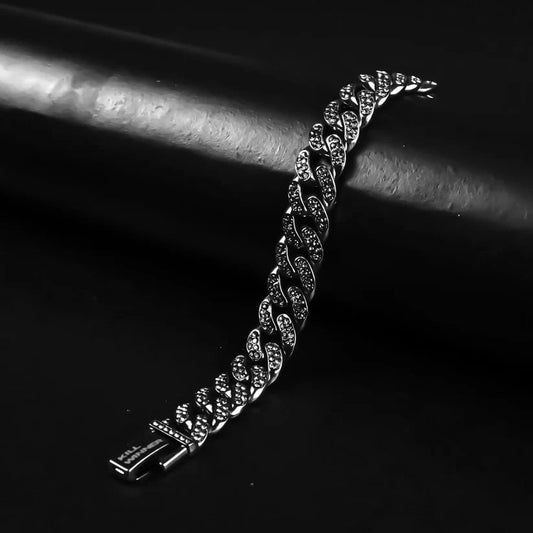 12.5 mm Gray flex Beaded Miami Cuban chain Bracelet